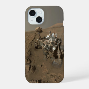 Coque iPhone 15 Forage de Mars Curiosity Paysage Martien Rouge