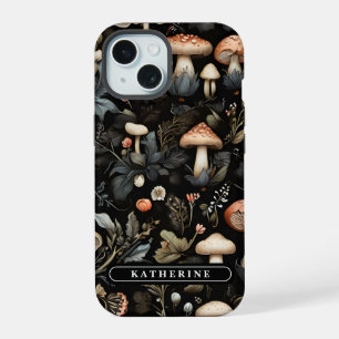 Coque iPhone 15 Forêt de gouache verdure champignons automne