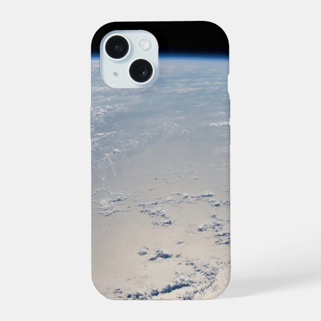 Coque iPhone 15 Formations nuageuses entourant le reflet du soleil (Verso)