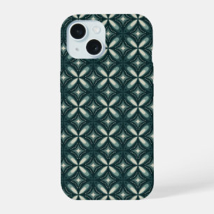 Coque iPhone 15 formes vertes rétro