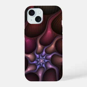 Coque iPhone 15 Fractale colorée abstraite rayée brillante magique