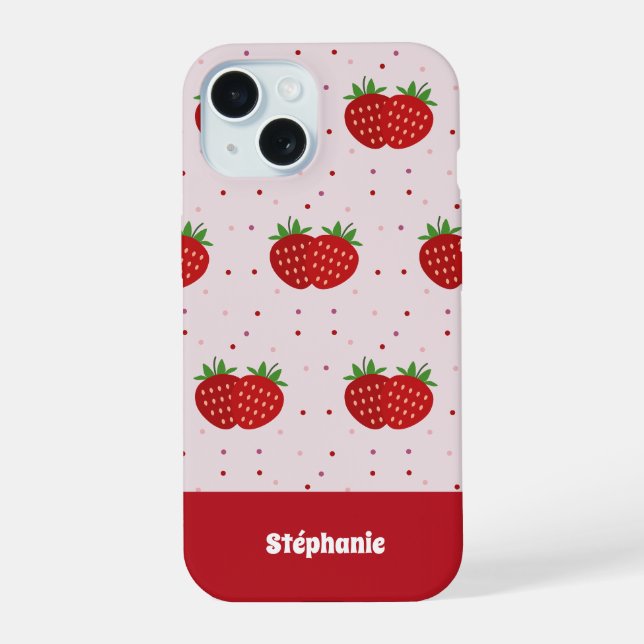 Coque iPhone 15 Fraise (Verso)