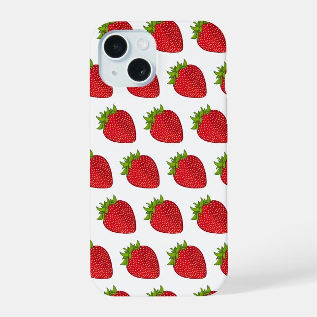 Coque iPhone 15 Fraise (Verso)