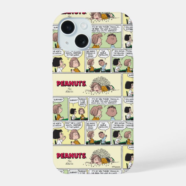 Coque iPhone 15 Franklin, Pepperment Patty & Marcie | Classe mathé (Verso)