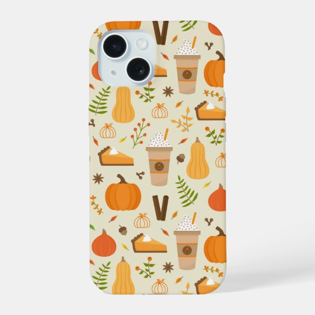 Coque iPhone 15 Fun Orange Fall Motif (Verso)