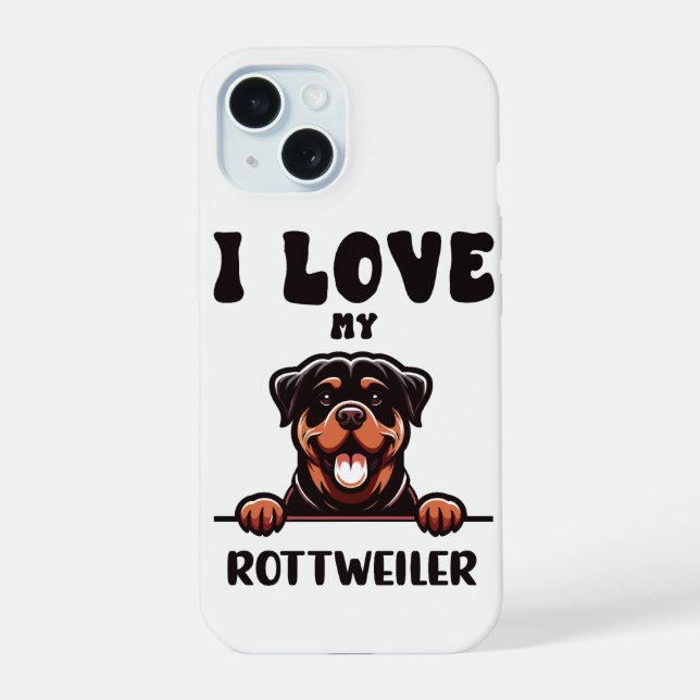 Coque iPhone 15 Funny Rottweiler Chien (Verso)
