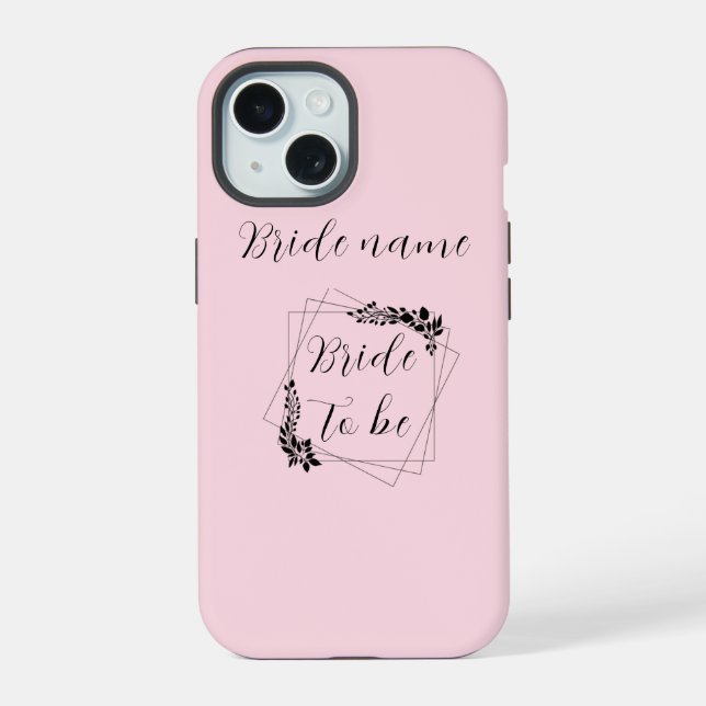 Coque iPhone 15 « Future Mme [Nom personnalisable] » Future mariée (Verso)