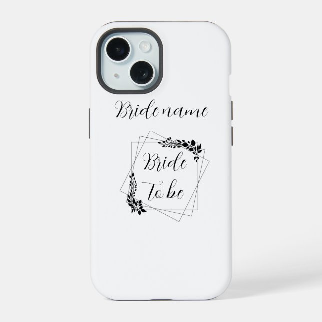 Coque iPhone 15 « Future Mme [Nom personnalisable] » Future mariée (Verso)