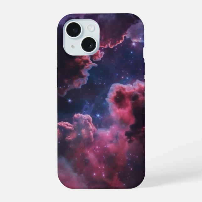 Coque iPhone 15 Galaxie nébuleuse nuage mystique (Verso)