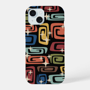 Coque iPhone 15 Galaxies Cosmiques Moderne Milieu de Siècle