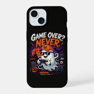 Coque iPhone 15 Game Over Jamais Drôle Gamer Fantôme Halloween