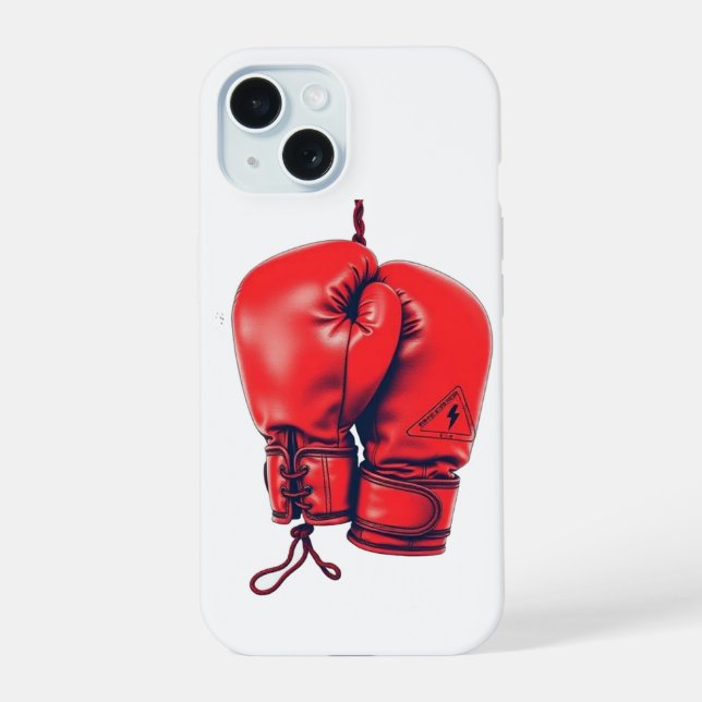 Coque iPhone 15 Gants de boxe rouges (Verso)