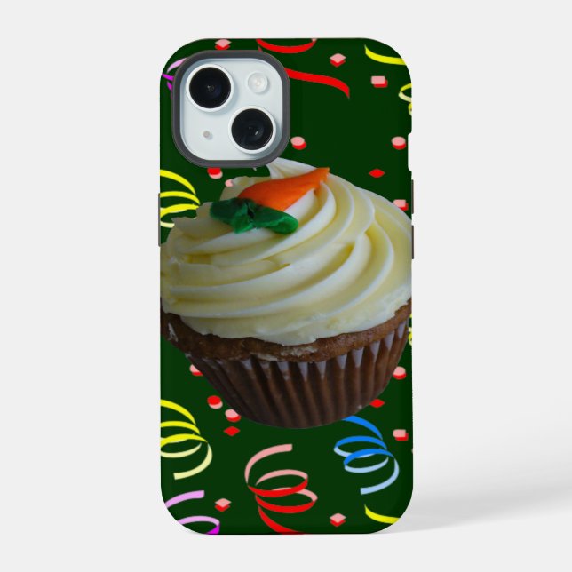 Coque iPhone 15 Gâteau Carotte Cupcake avec Confettis (Verso)