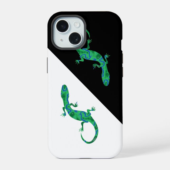 Coque iPhone 15 Gecko vert (Verso)