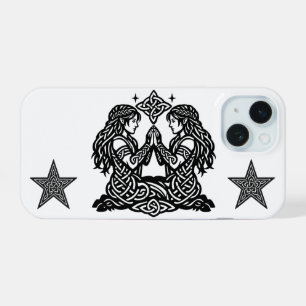 Coque iPhone 15 Gémeaux — Jumeaux du zodiaque de l'encre hantée