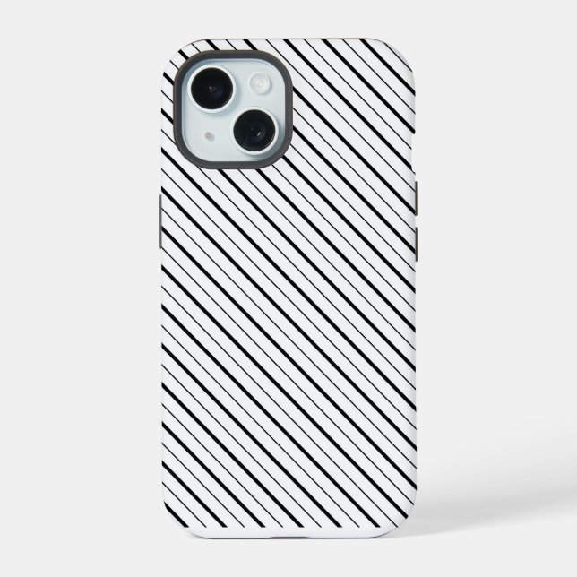 Coque iPhone 15 Géométrie à ligne noire simple (Verso)
