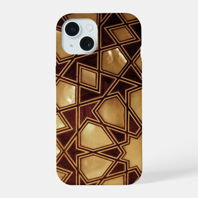 Coque iPhone 15 Géométrie en bois (Verso)