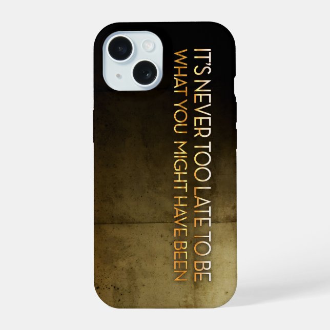 Coque iPhone 15 George Eliot Citation inspirante "Jamais trop tard (Verso)