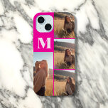 Coque iPhone 15 Girls Monogramme Photo Bold Rose<br><div class="desc">Créez un look unique et élégant avec ce coque iphone personnalisé. Ajoutez vos 4 photos préférées et customisez-le avec votre monogramme pour une touche vraiment personnelle. Parfait pour présenter vos souvenirs et votre style !</div>