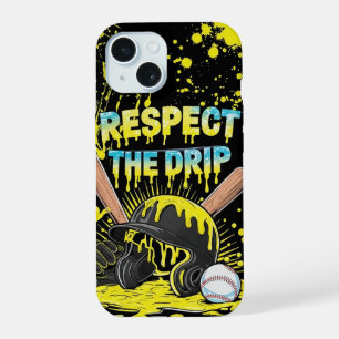 Coque iPhone 15 Glace de baseball qui coule avec des paillettes pl