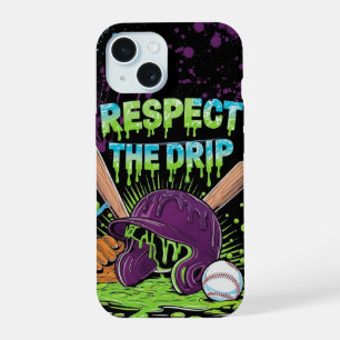 Coque iPhone 15 Glace de baseball qui dégouline avec des paillette