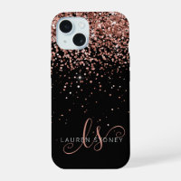 Glam Rose Gold Parties scintillant Élégant Monogra