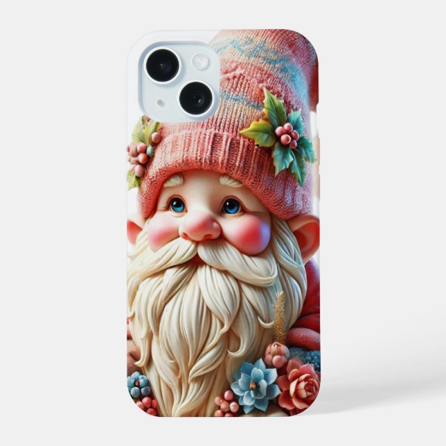 Coque iPhone 15 Gnome en fleurs  (Verso)