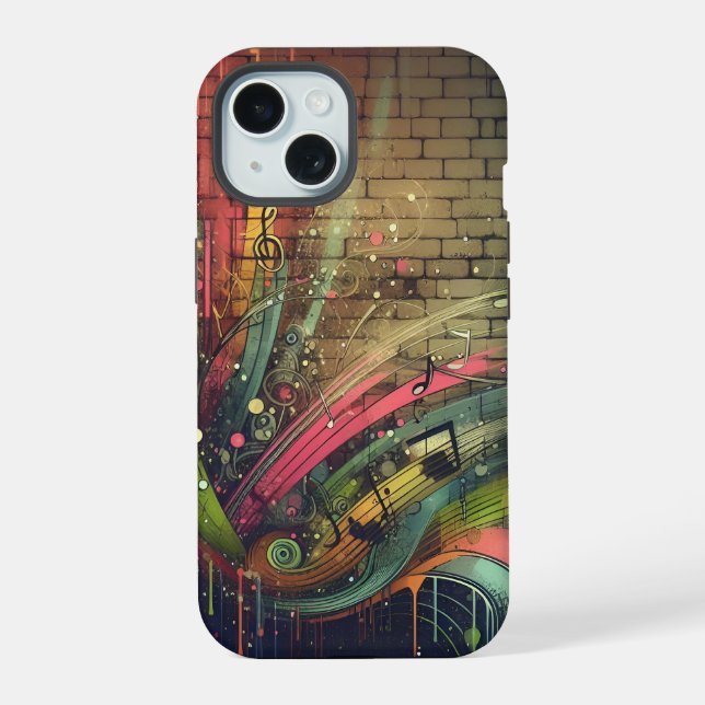 Coque iPhone 15 Graffiti Musical (Verso)