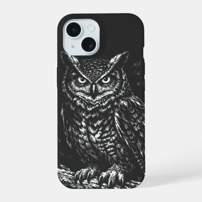Coque iPhone 15 Grand-duc d'Amérique — par BurnsInHell (Verso)