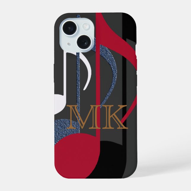 Coque iPhone 15 graphique-conception des musique-notes (Verso)
