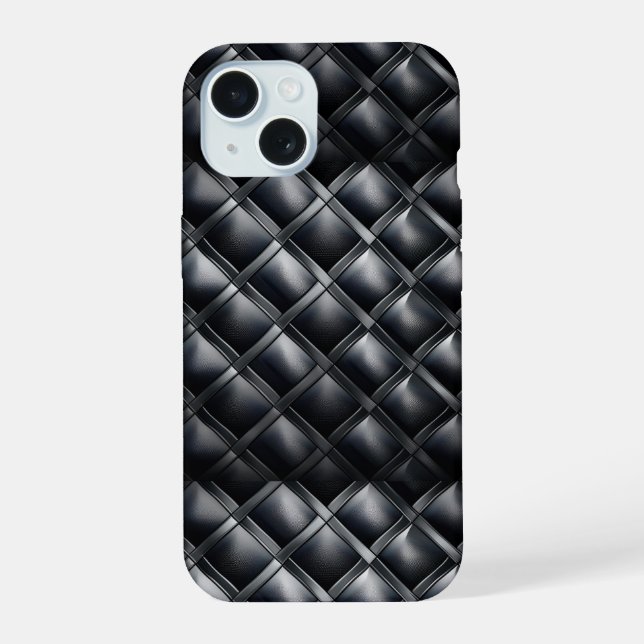 Coque iPhone 15 Gray et noir métallique élégant (Verso)