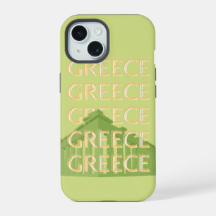 Coque iPhone 15 Grèce Travel Art, Summer Travel Art, Green