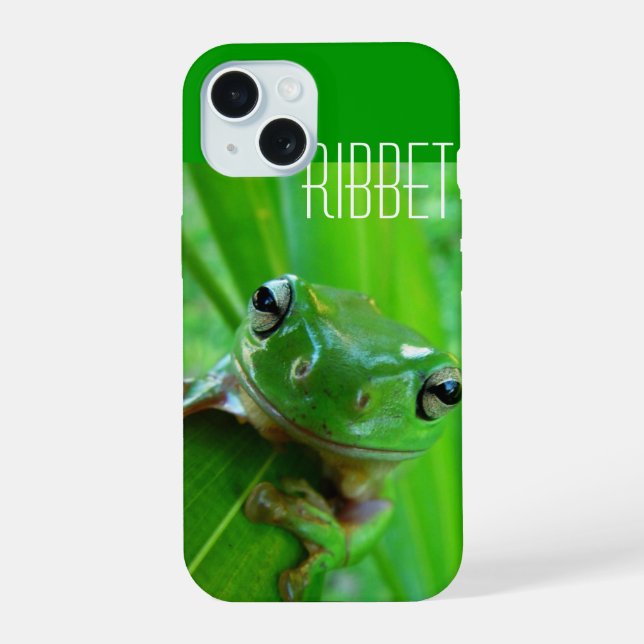 Coque iPhone 15 Grenouille arboricole verte (Verso)