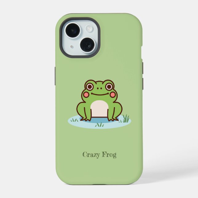 Coque iPhone 15 Grenouille Mignonne Verte (Verso)