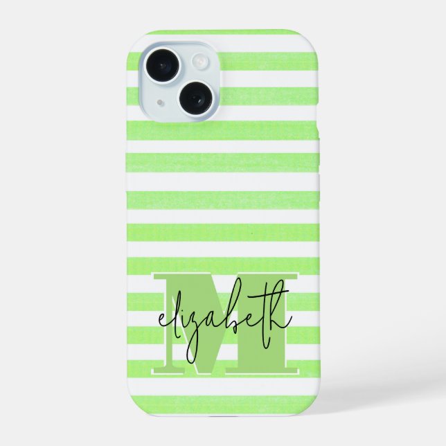Coque iPhone 15 Grille de chaux Monogramme (Verso)