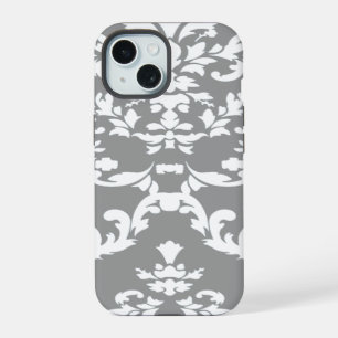 Coque iPhone 15 Gris Damassé Gras @ Emporiomoffa
