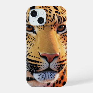 Coque iPhone 15 Gros plan du majestic Leopard | L'art exceptionnel