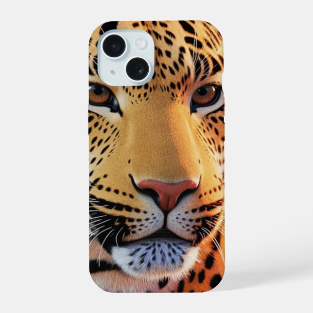 Coque iPhone 15 Gros plan du majestic Leopard | L'art exceptionnel (Verso)
