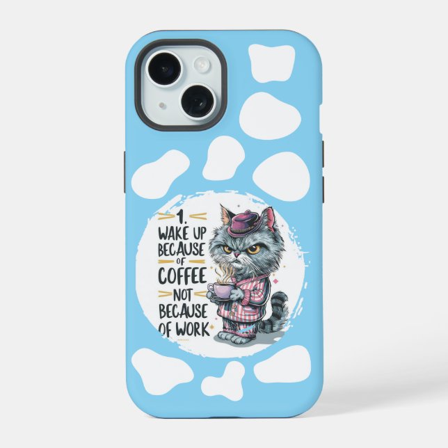 Coque iPhone 15 Grumpy mais adorable – Étui de téléphone chat de d (Verso)