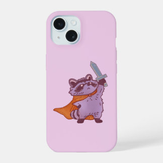 Coque iPhone 15 Guerrier Raton Laveur Fantastique Mignon avec Épée