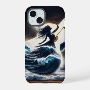 Coque iPhone 15 Guitare Danseuse en Double Exposition