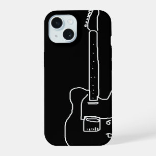 Coque iPhone 15 guitare simple en noir