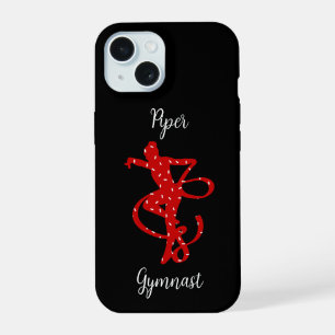 Coque iPhone 15 Gymnastique rythmique de Noël Rouge Bonbons Sprink