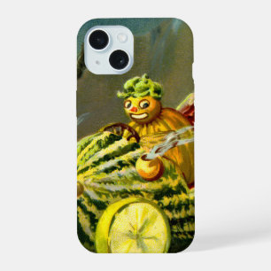 Coque iPhone 15 Halloween vintage Chat Noir et Sorcière