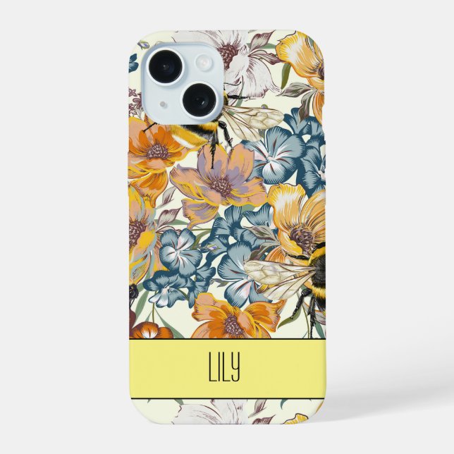 Coque iPhone 15 Harmonie d'abeilles personnalisée (Verso)