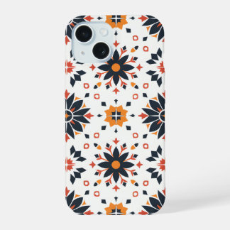 Coque iPhone 15 Harmonie florale géométrique