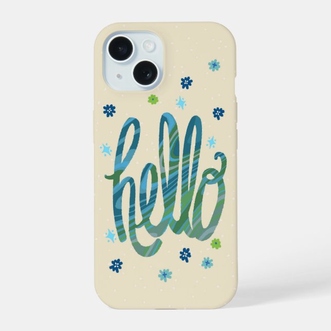 Coque iPhone 15 Hello phone case with cute flowers (Verso)