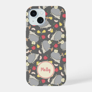 Coque iPhone 15 Hérisson mignon motif fruit personnalisé