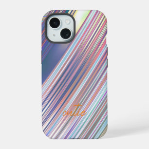 Coque iPhone 15 Holographique mignonne fillette rayée