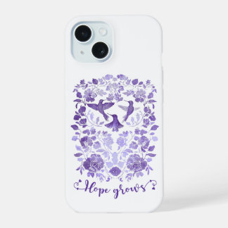 Coque iPhone 15 Hope Grosses - Lavender Linocut Bird Inspirational